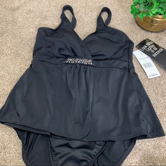 Miraclesuit V-Neck One Piece Swimsuit Black 14 - Picture 10 of 10